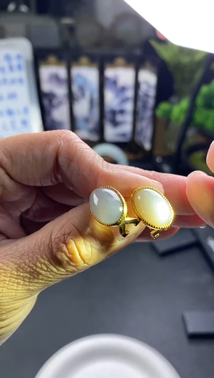 【闪购商品】翡翠银S925镀金镶嵌耳饰多样性发货