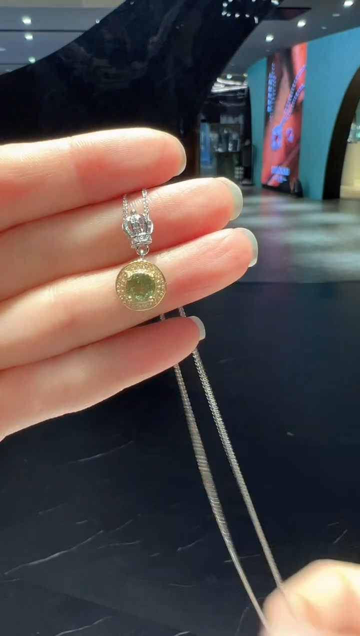 银S925镶嵌颈饰碧玺16】