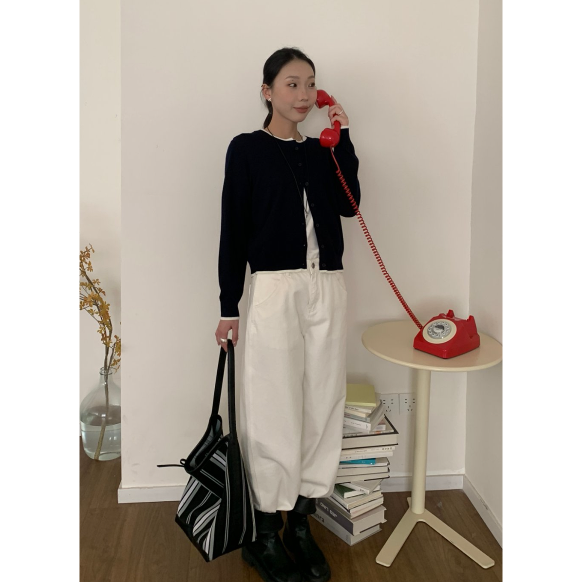 【福利】MOMI-撞色针织开衫 #A-2571