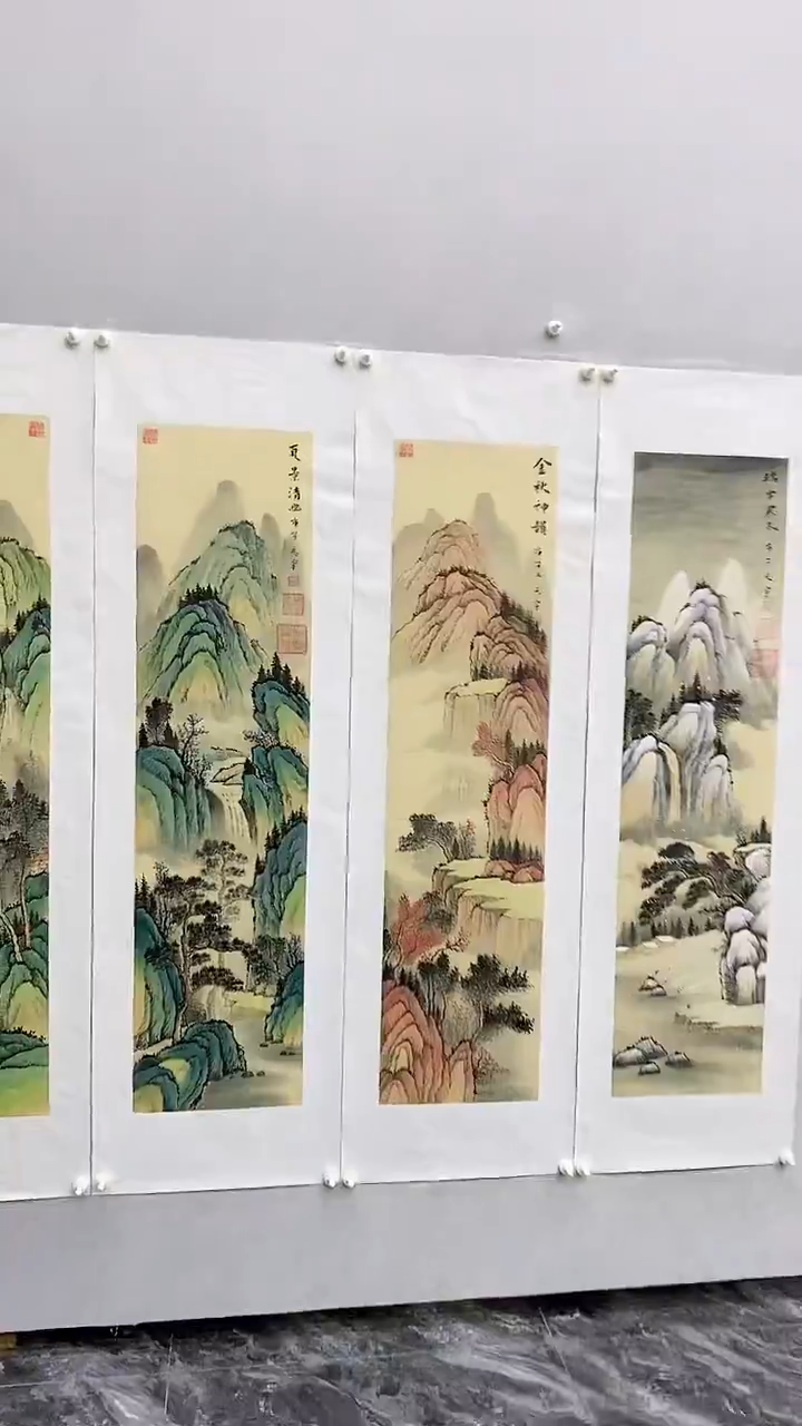 国画释天宇仿古四条屏