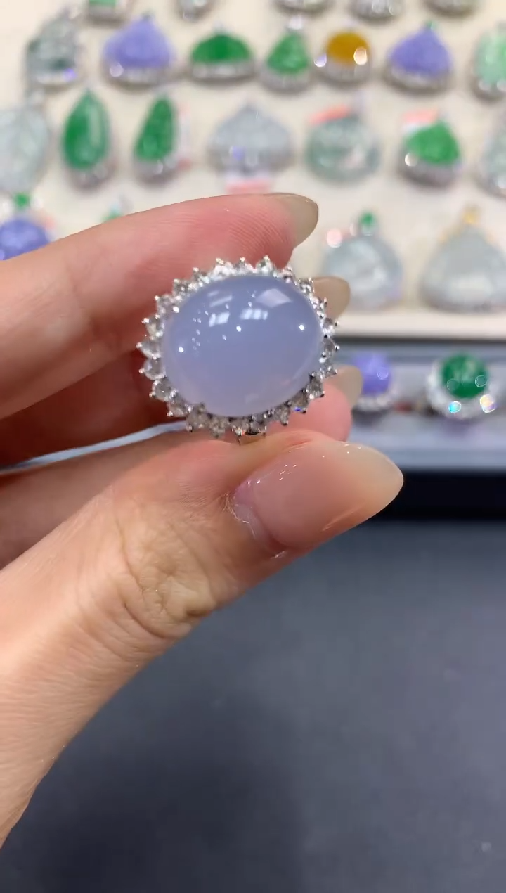 【闪购商品】翡翠戒指18K金镶嵌a170紫货有色差