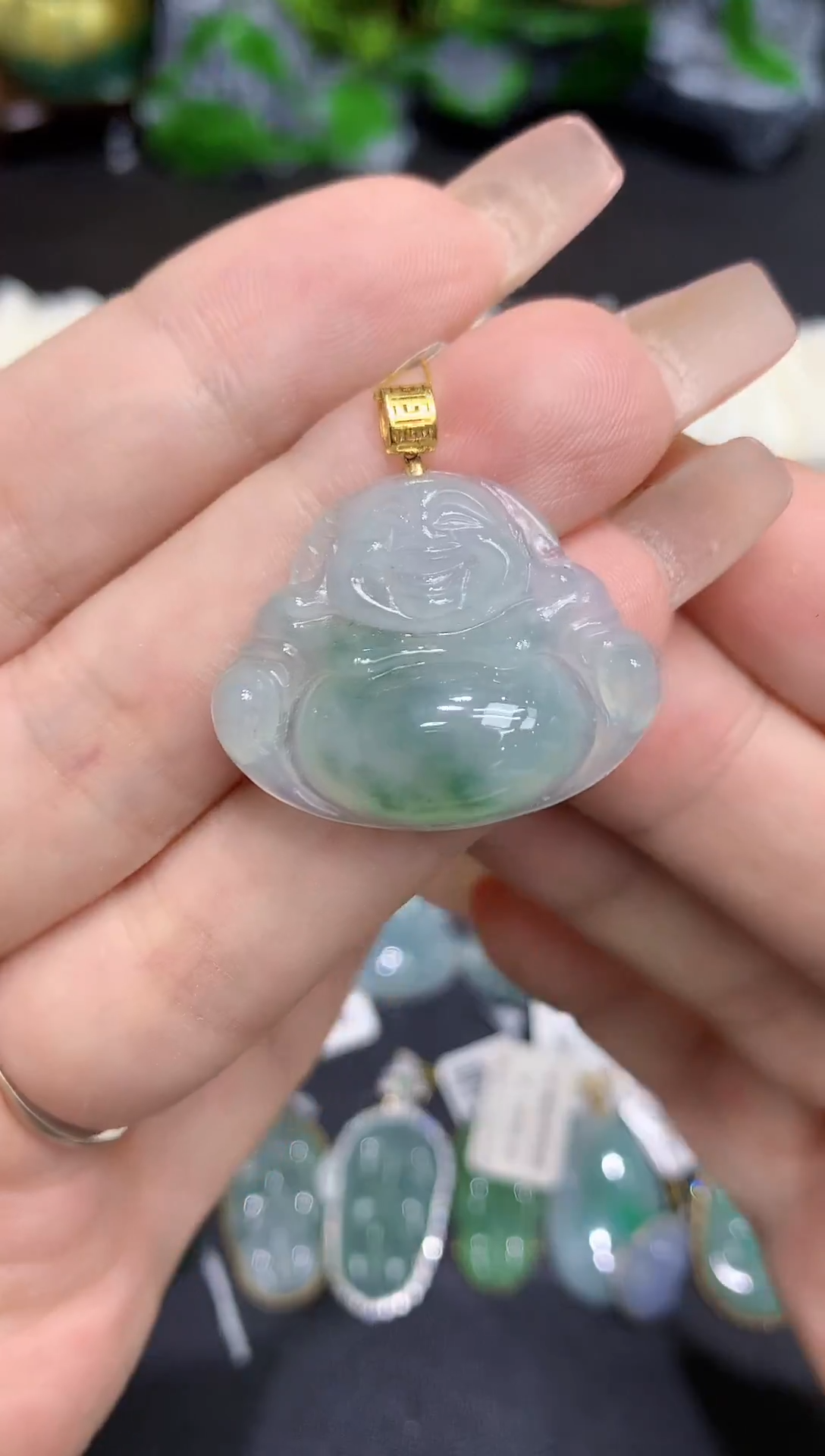 翡翠18K金镶嵌吊坠(不含链)11111