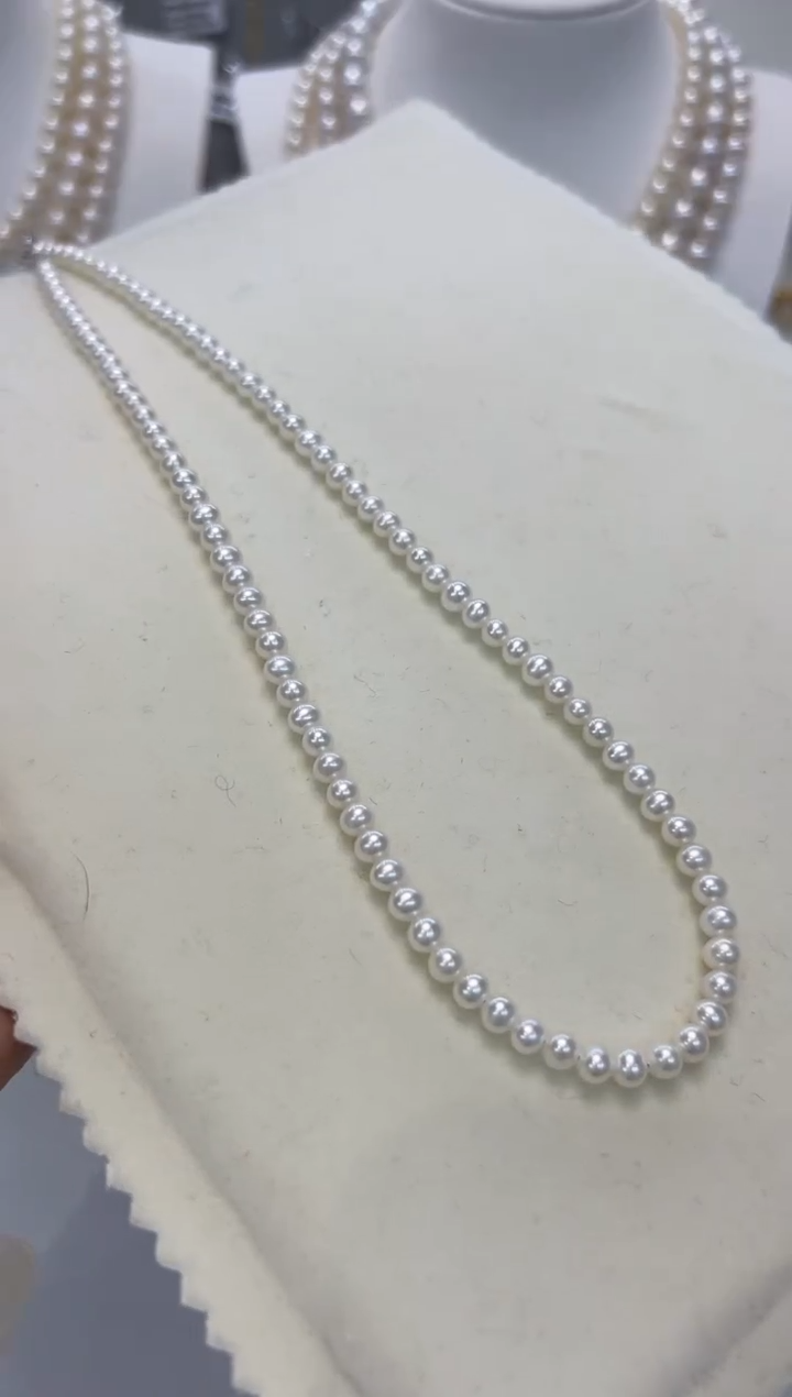 【闪购商品】淡水珍珠颈饰银S925镶嵌4-5mm无核白珠项链