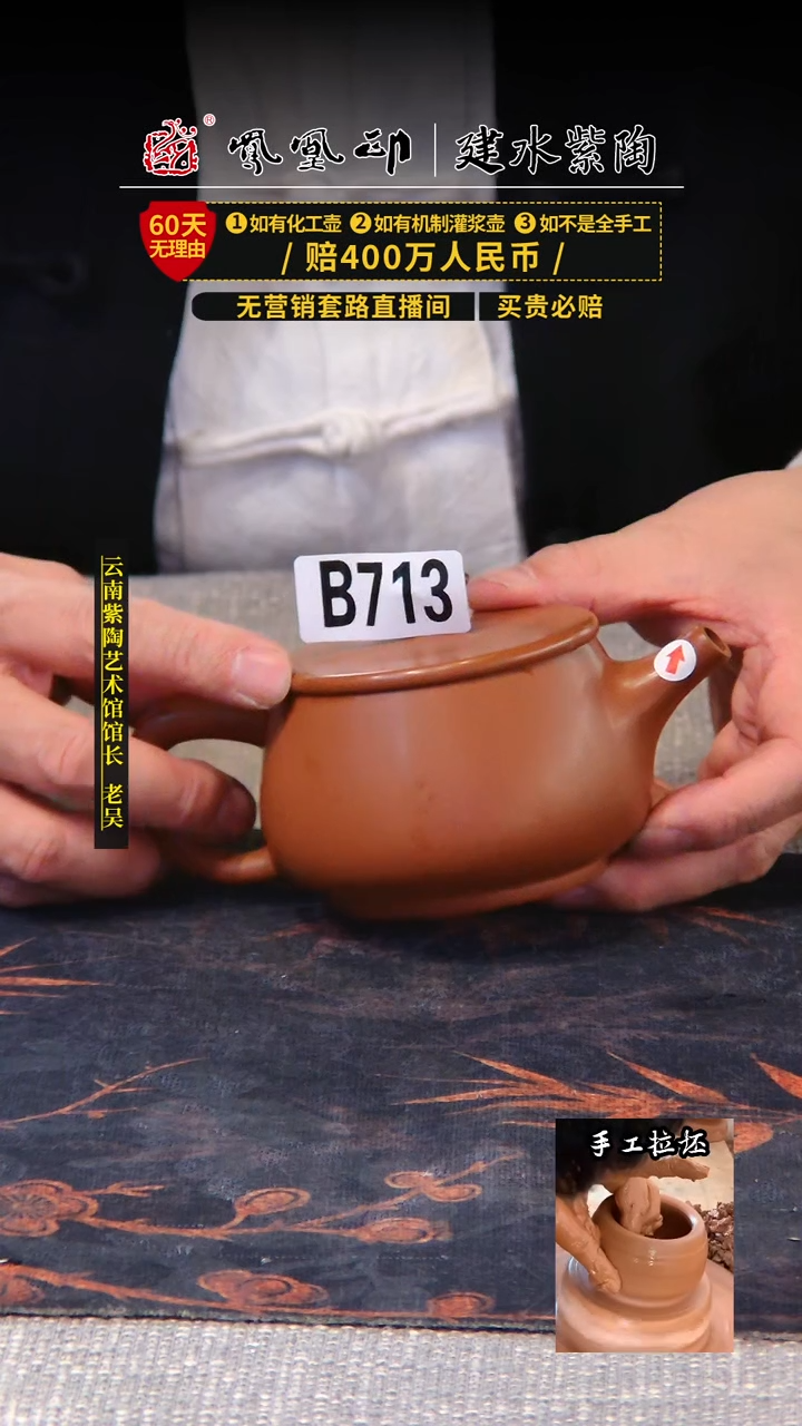 【闪购商品】壶凤凰印建水紫陶素壶瑕疵/713