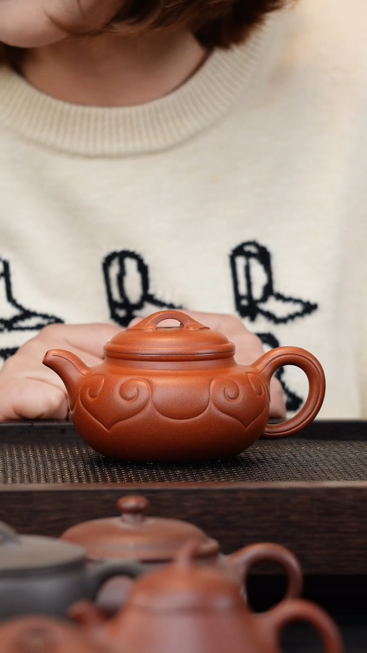 【闪购商品】紫砂茶壶微瑕封釉红降坡仿古如意壶