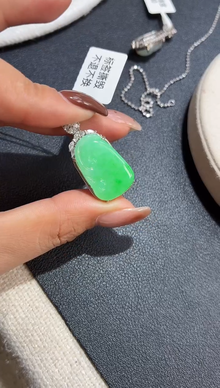 吊坠(不含链)银S925镶嵌翡翠【挽石珠宝】如意