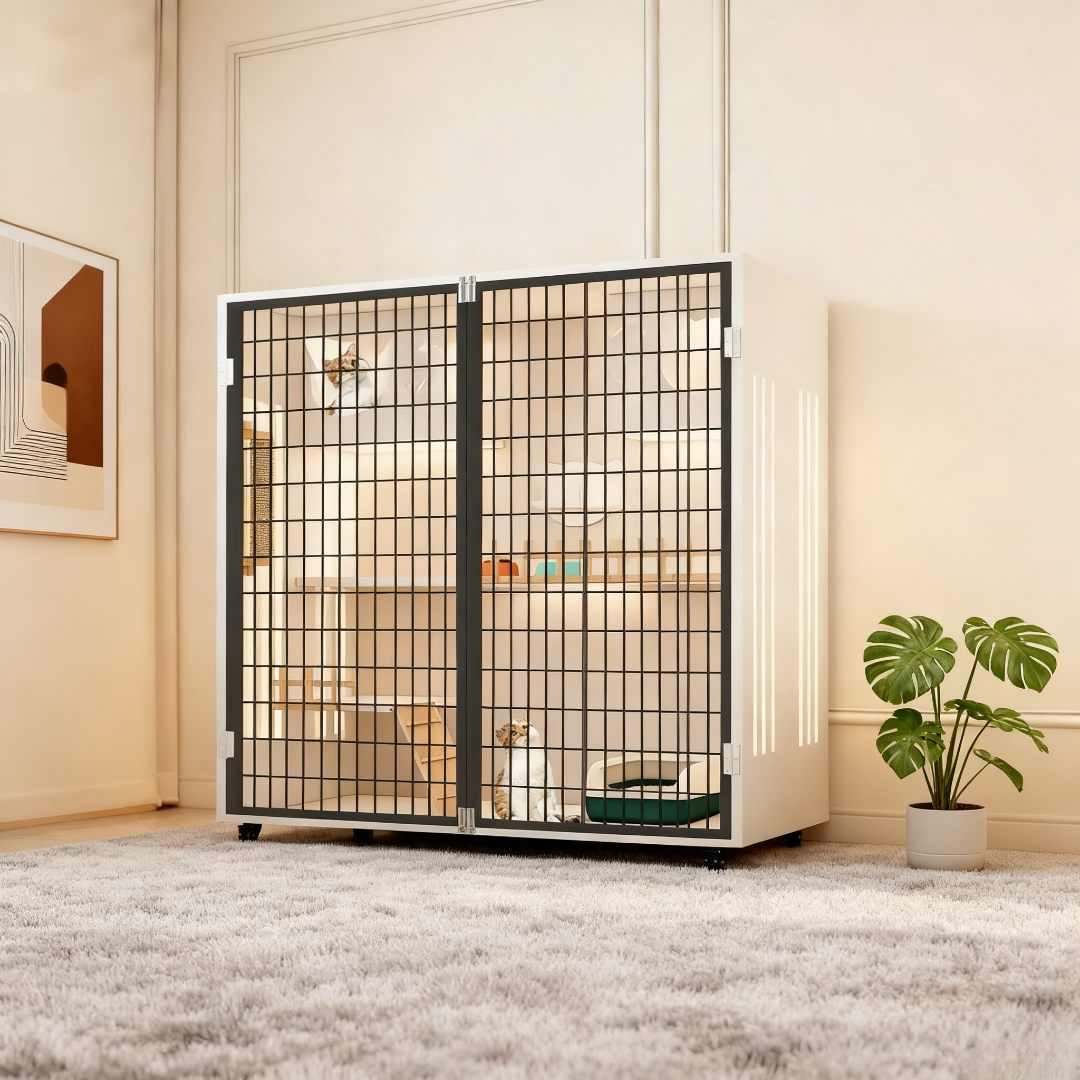 豪华实木猫别墅家用猫屋室内大自由空间猫柜豪华猫咪房子全景笼子