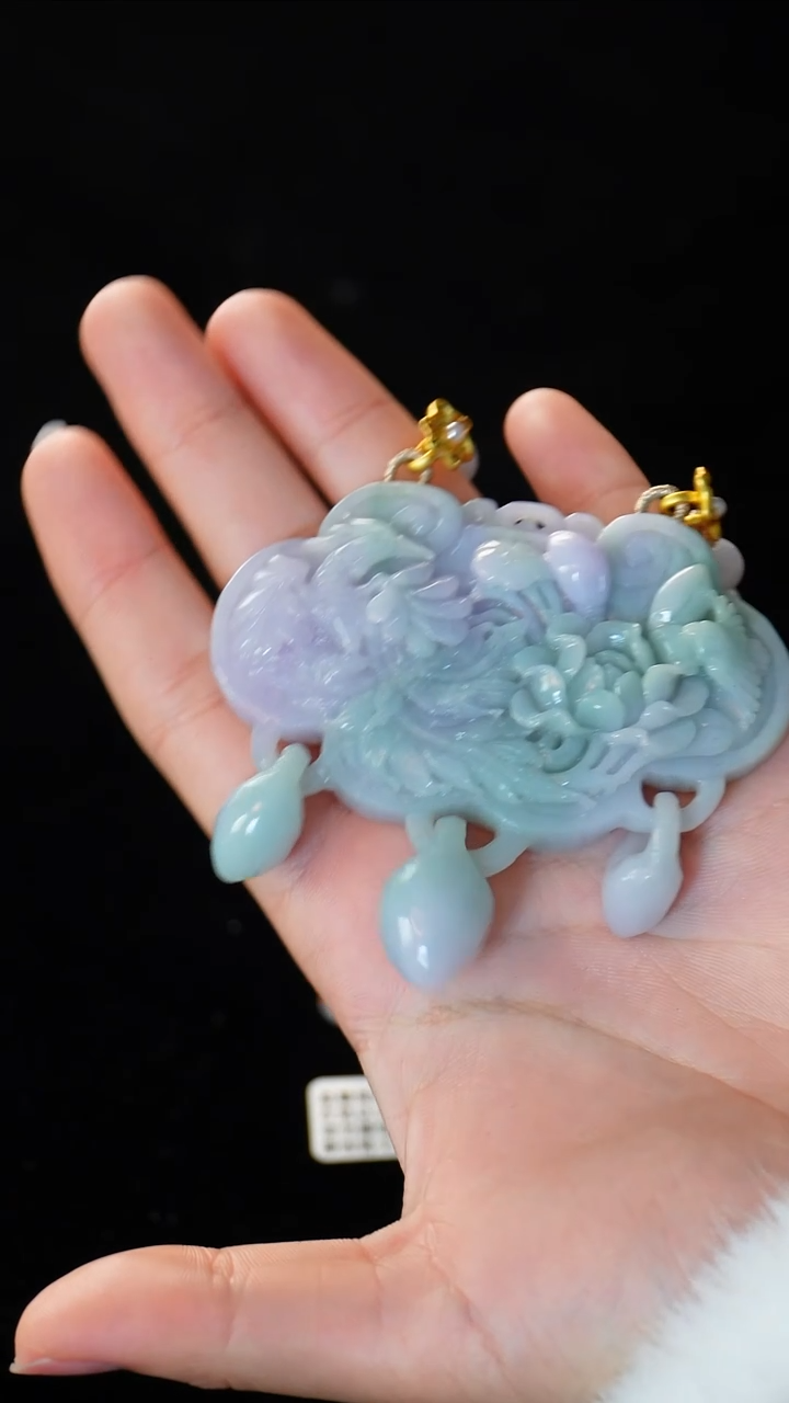 【闪购商品】翡翠颈饰未镶嵌凤穿牡丹