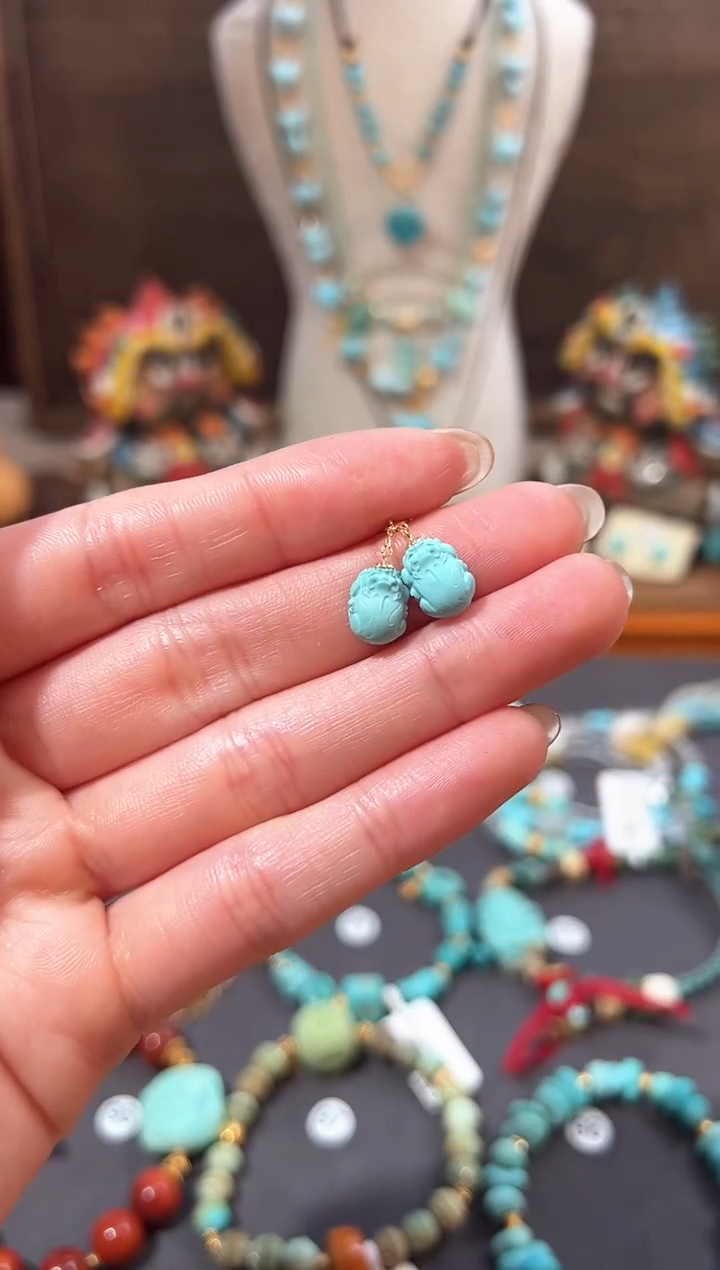 【闪购商品】绿松石提溜18K金镶嵌绿松石提溜