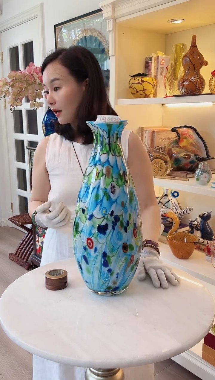 0025琉璃花瓶蓝色