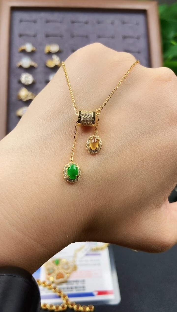 颈饰银S925镶嵌翡翠12