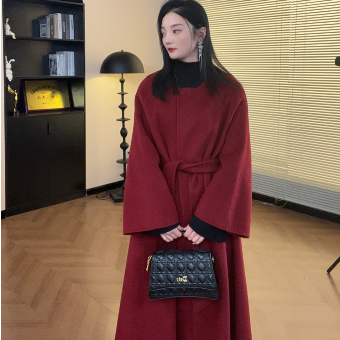 【HeHe 赫本风】羊绒新款韩系气质围巾设计师定制双面呢大衣冬