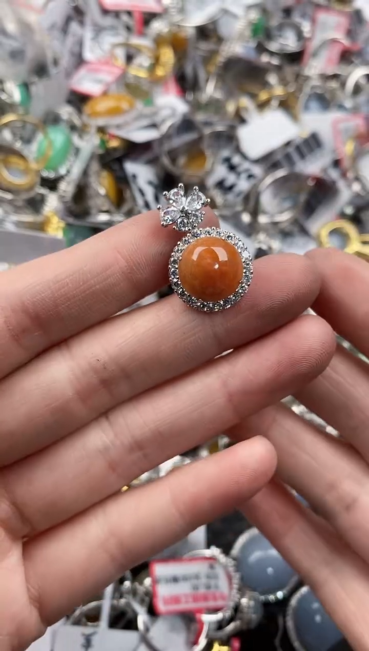 银S925镶嵌戒指翡翠666   10