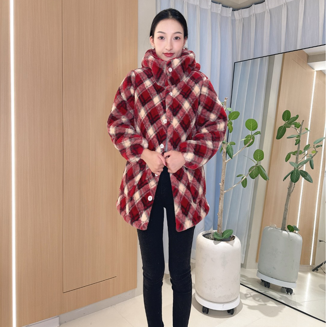 冬季新款女士爆款棉服仿兔毛短款加绒加厚气质保暖外穿家居服