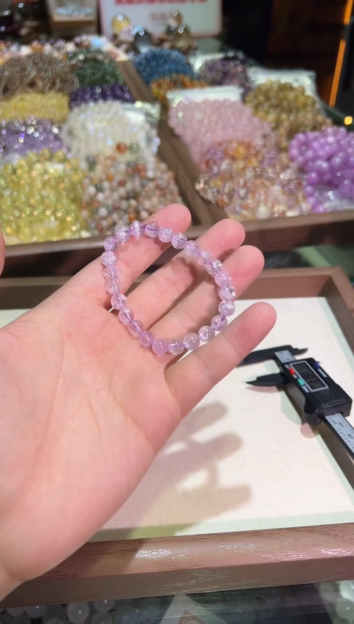 未镶嵌锂辉石手串7.7mm+冰透拉丝紫锂辉（多样性发一）