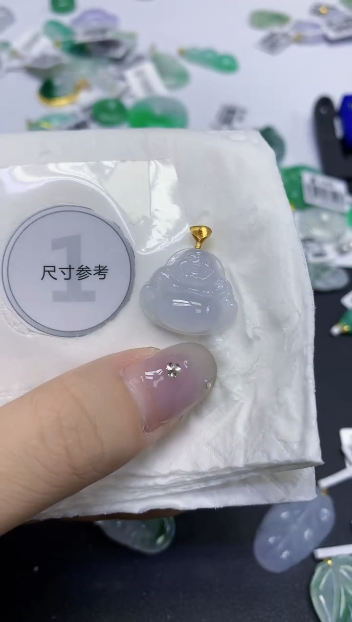 颈饰18K金镶嵌翡翠天然缅甸翡翠A货百元以上9元证书费自理