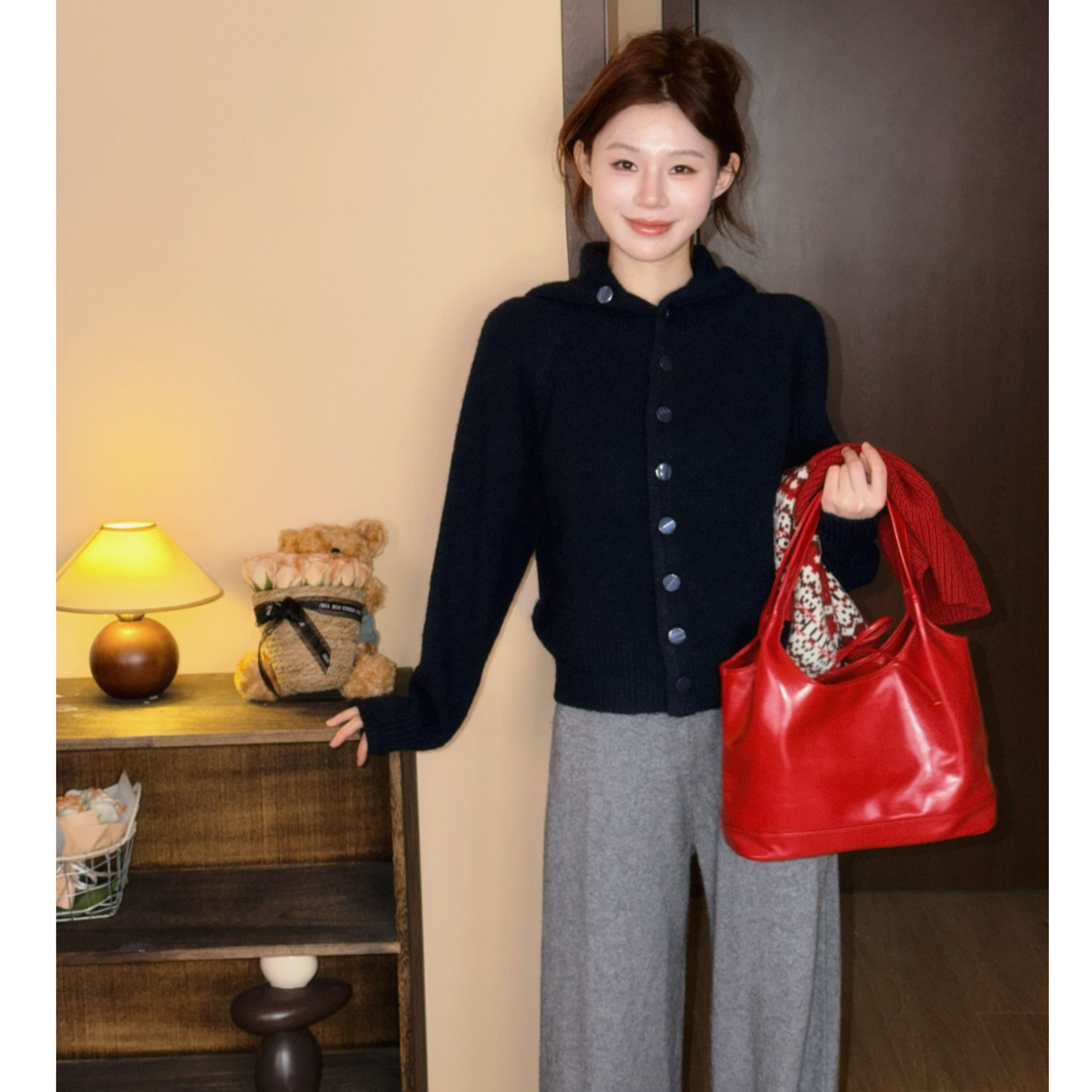 美静在这【羊毛】400g 高克重 藏青色毛衣XMZH10842