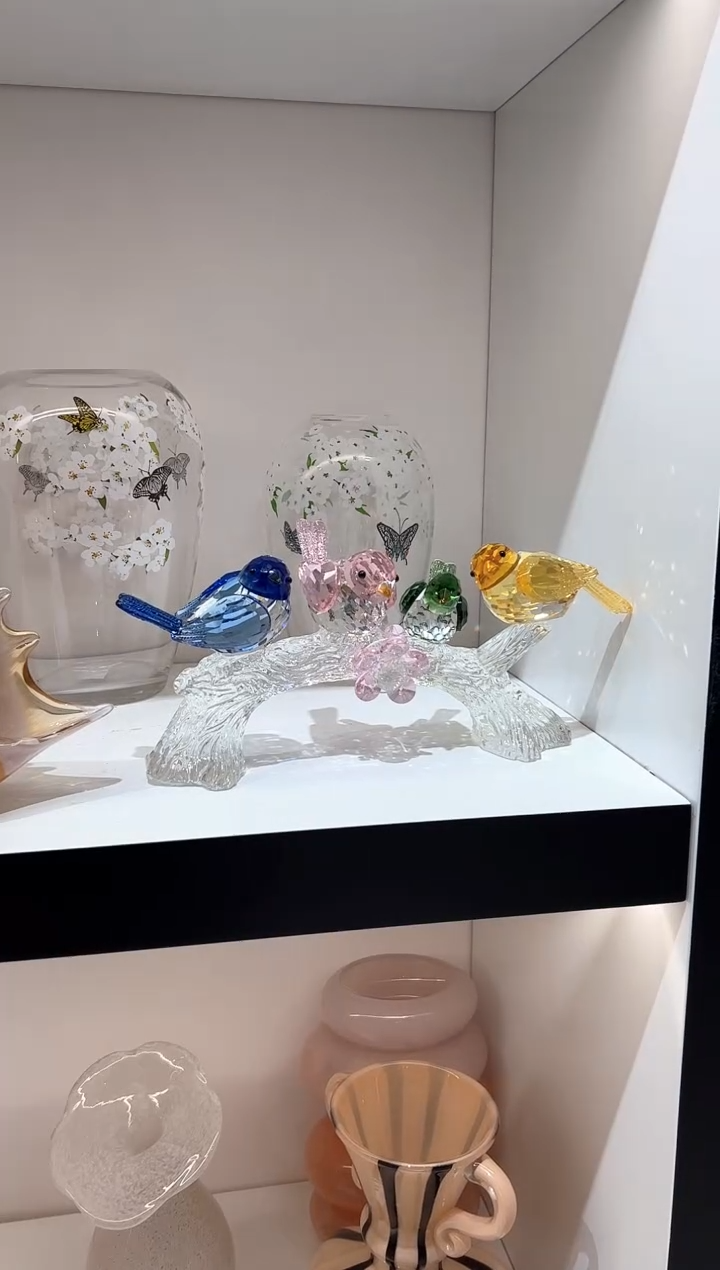 水晶枝头喜鹊鸟 现货