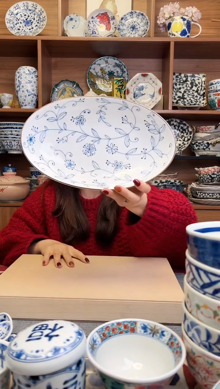 光峰线唐草26cm椭圆鱼盘