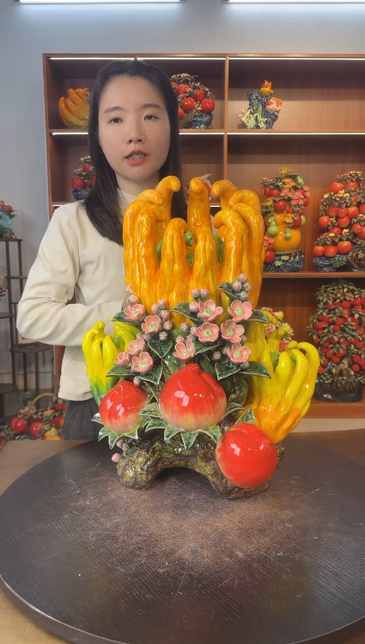 陶瓷52高佛手寿桃