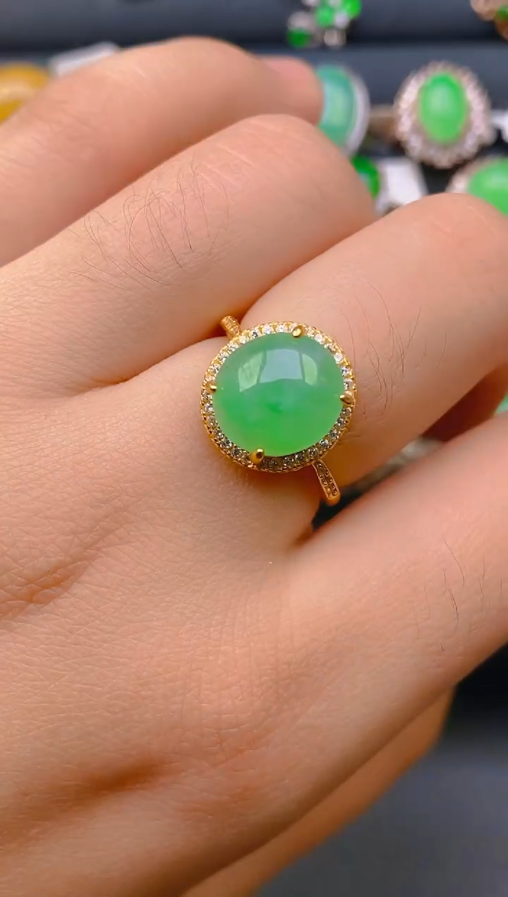 【闪购商品】翡翠戒指银S925镶嵌天然A货翡翠1