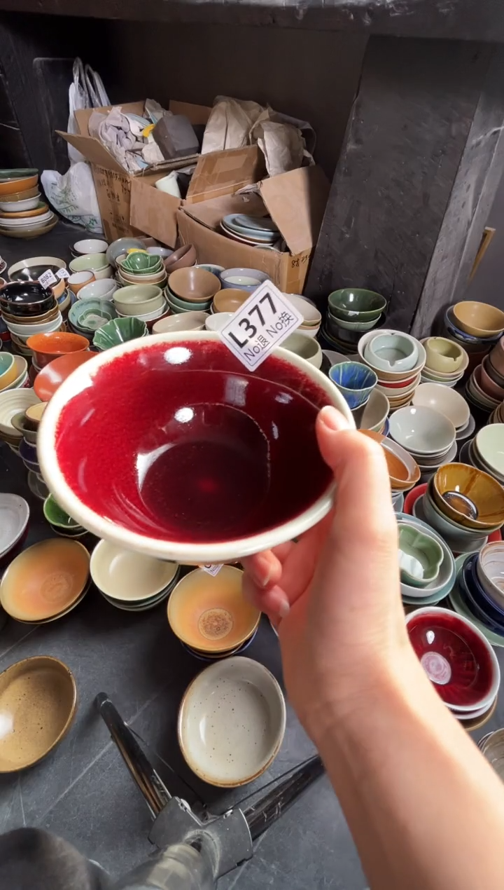 瓷片澡**鸟L377郎红手工碗福利