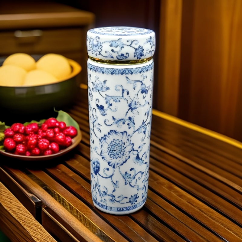 XD-DP-XD6686（内胆双层）青花缠枝莲保温杯