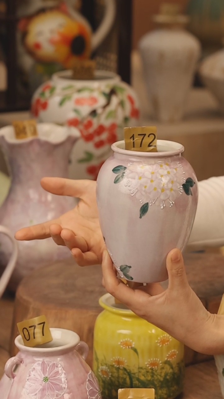 陶瓷景德镇设计师手作花器摆件侘寂风@M172@