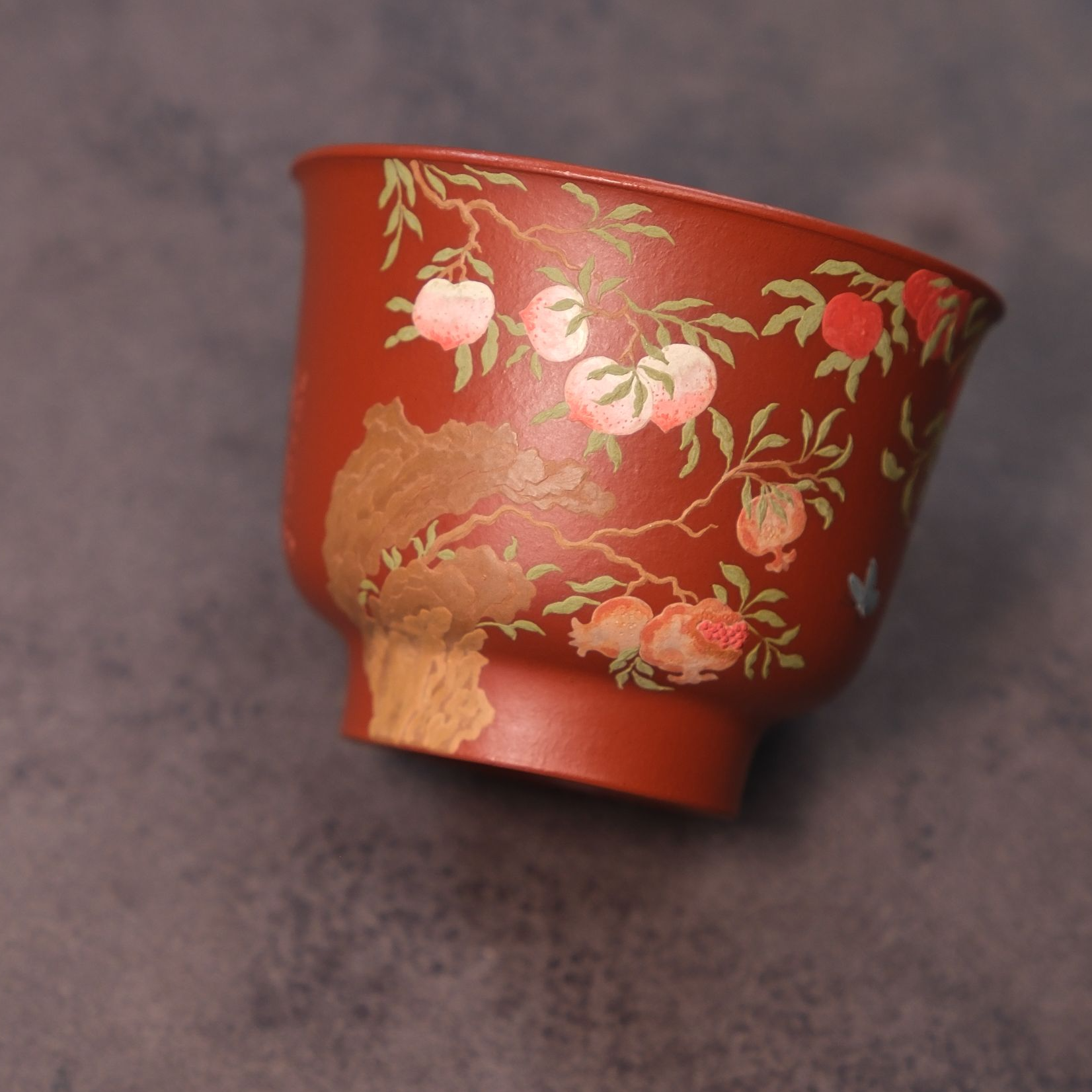 静心【传统花鸟】泥绘三宝 压手杯130cc 精品主人杯