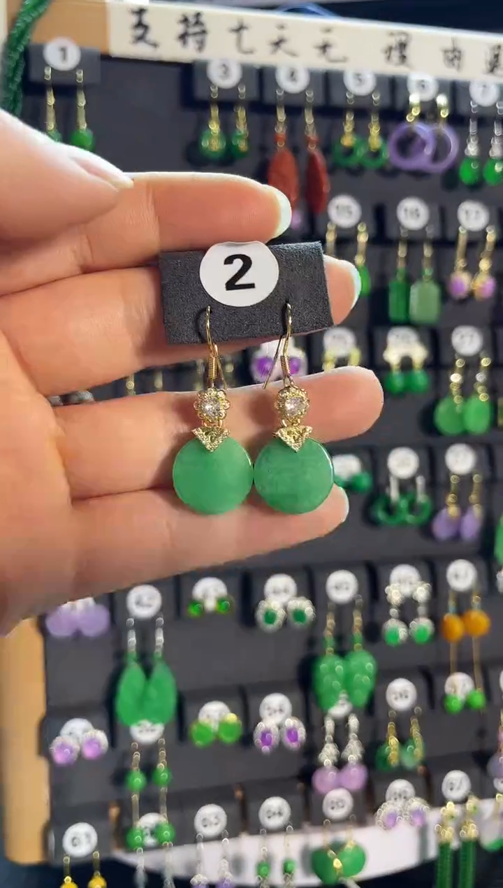 【闪购商品】翡翠耳饰银S925镶嵌2...