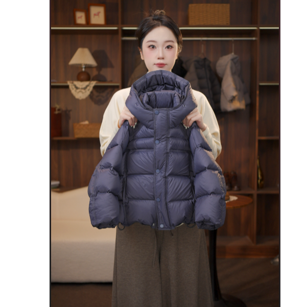 【双倍充绒】儿童冬季新款设计款男女童高级水泥灰连帽白鸭绒羽绒服