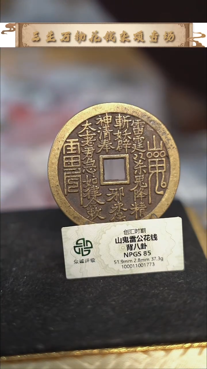 编号1947山鬼背八卦花钱（配脖挂）