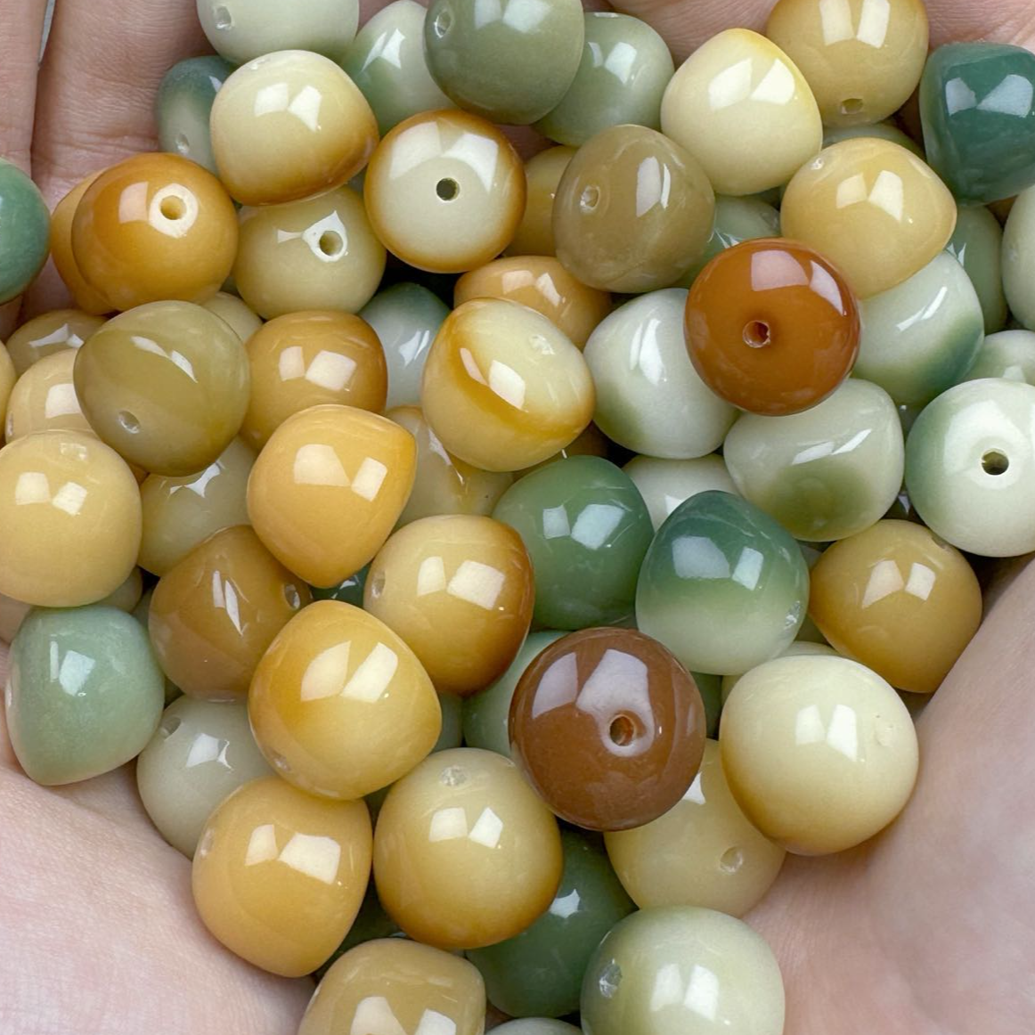 【精品菲料花皮碗珠】卡13.5mm天然菩提松花蛋手串手持绕指柔佛珠