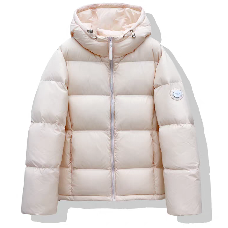 90白鸭绒连帽短款羽绒服女冬季2025年新款韩版简约百搭保暖外套潮