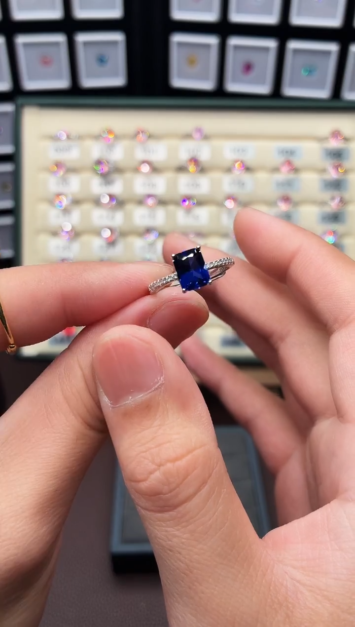 戒指蓝宝石银S925镶嵌002