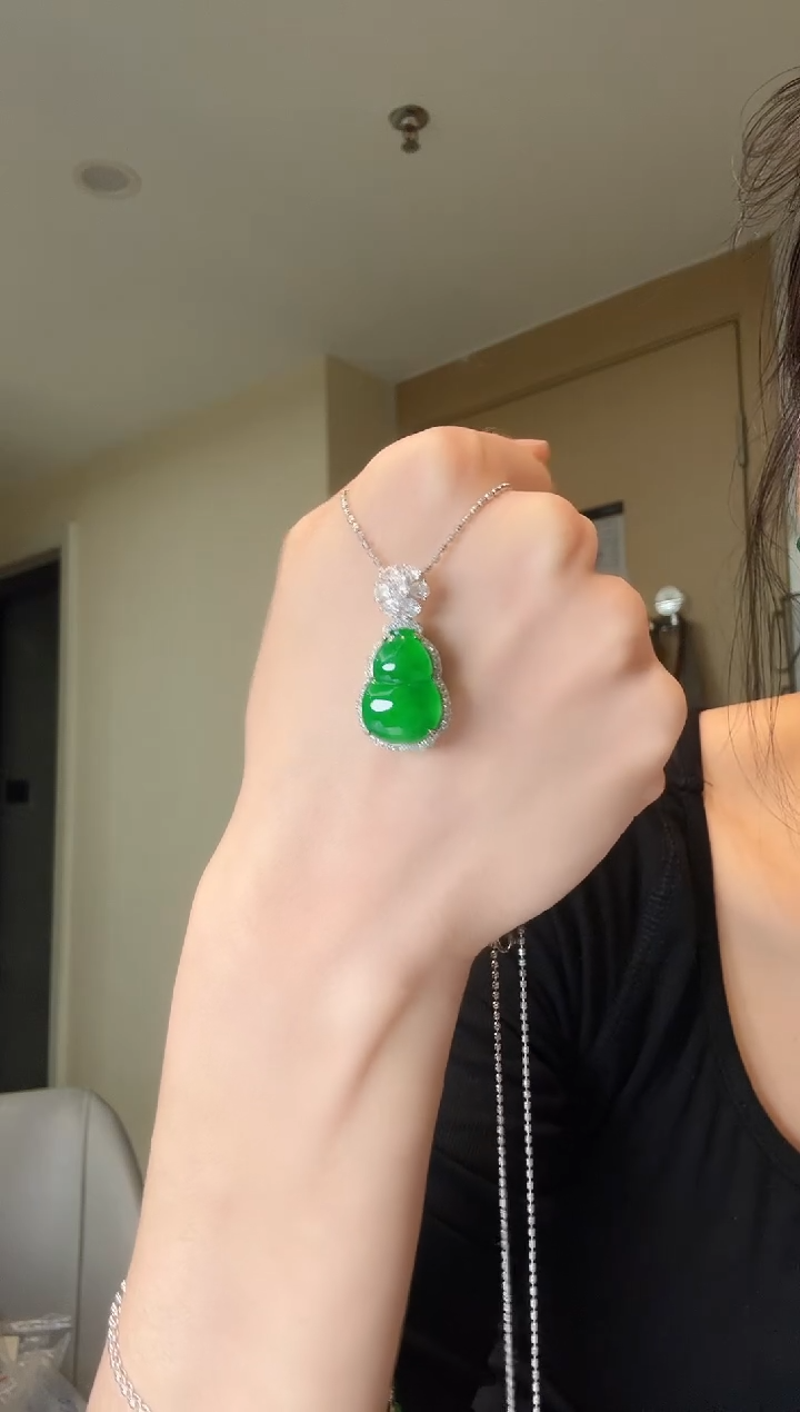 翡翠银S925镶嵌吊坠(不含链)天然翡翠吊坠3