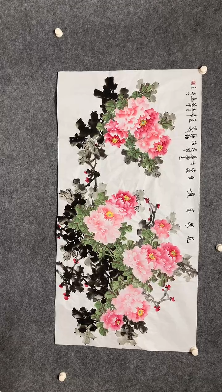 横款花开富贵尺寸136*68