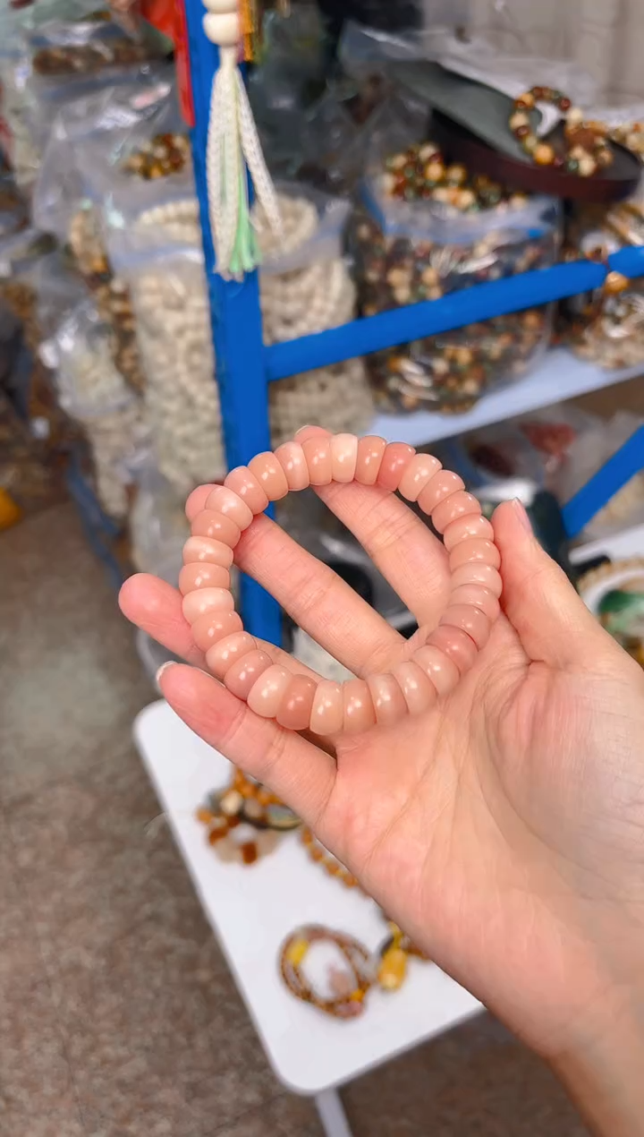 吊坠菩提根/象牙果粉色碗肠单圈