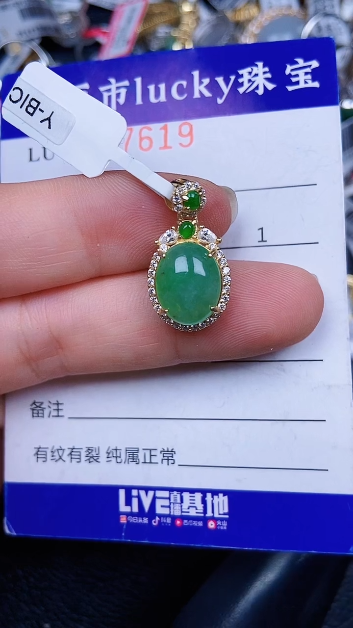 颈饰银S925镶嵌翡翠7619