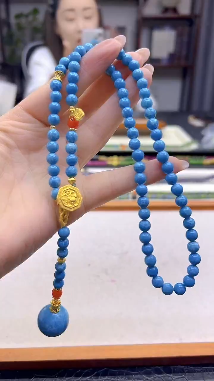 未镶嵌针钠钙石（海纹石）颈饰DIY款M431