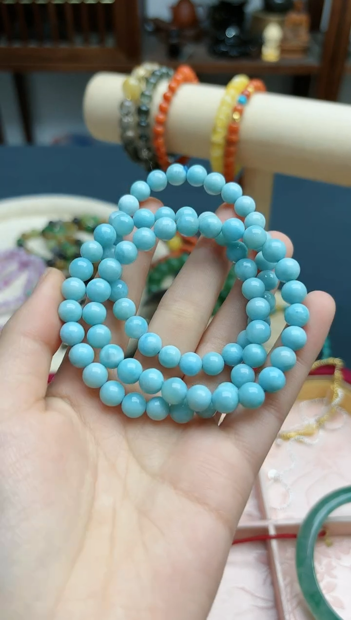 【闪购商品】针钠钙石手串未镶嵌海纹石7+mm手串*1 ZD多样发一