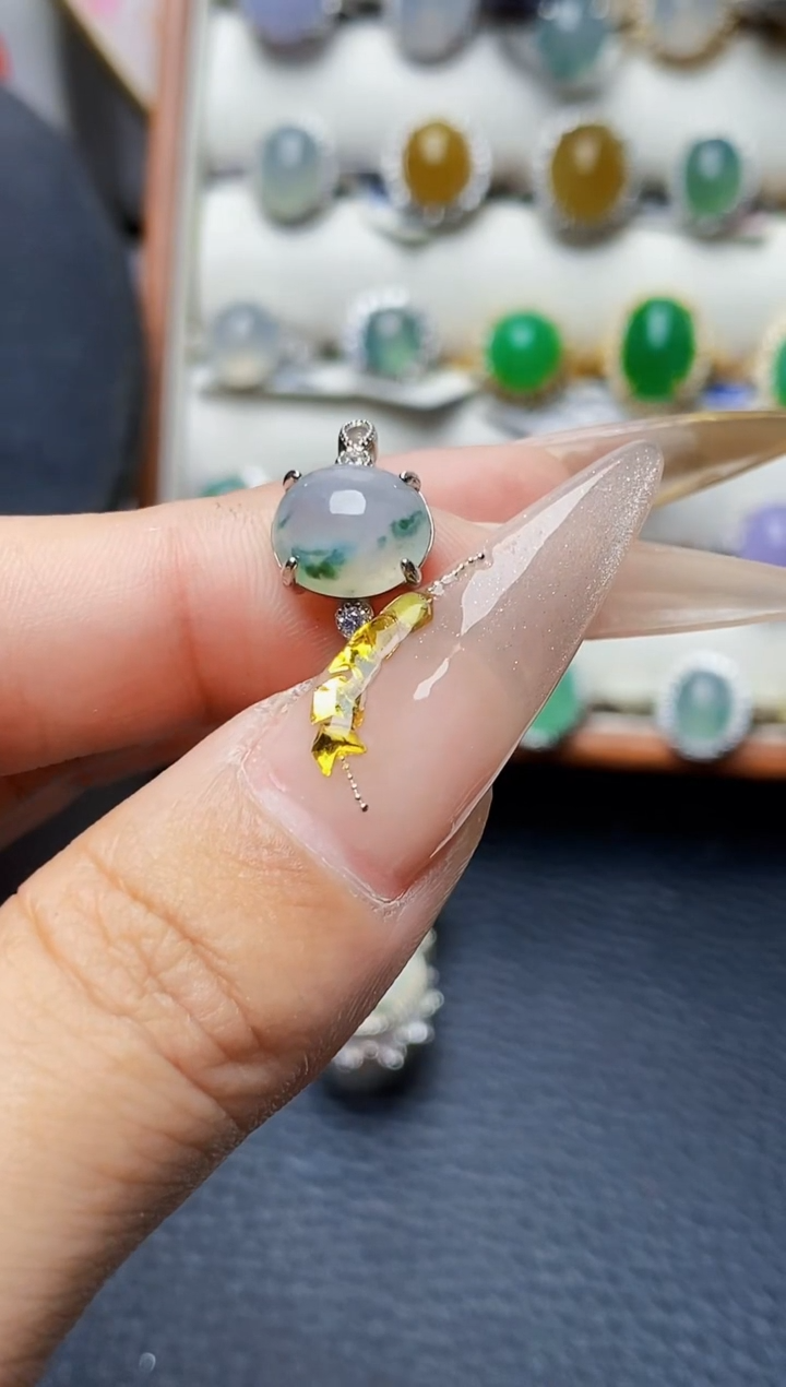 银S925镶嵌戒指翡翠1369