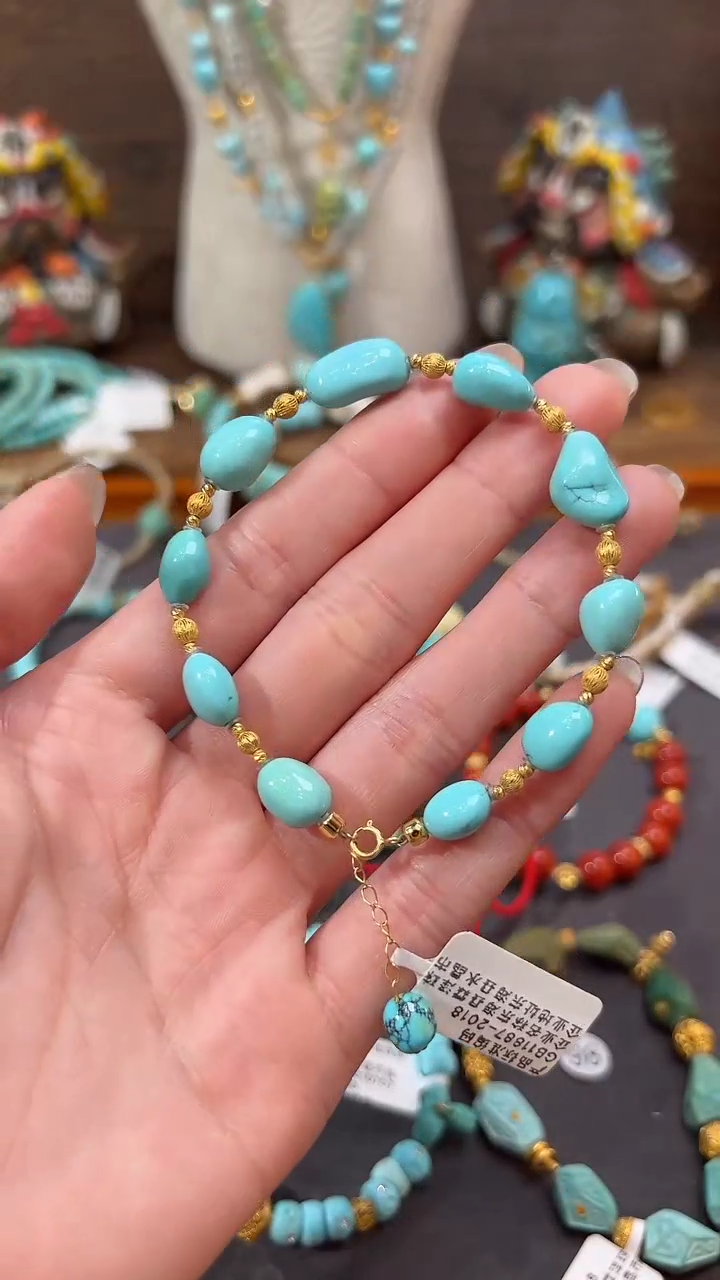 【闪购商品】绿松石手链18K金镶嵌绿松石手链