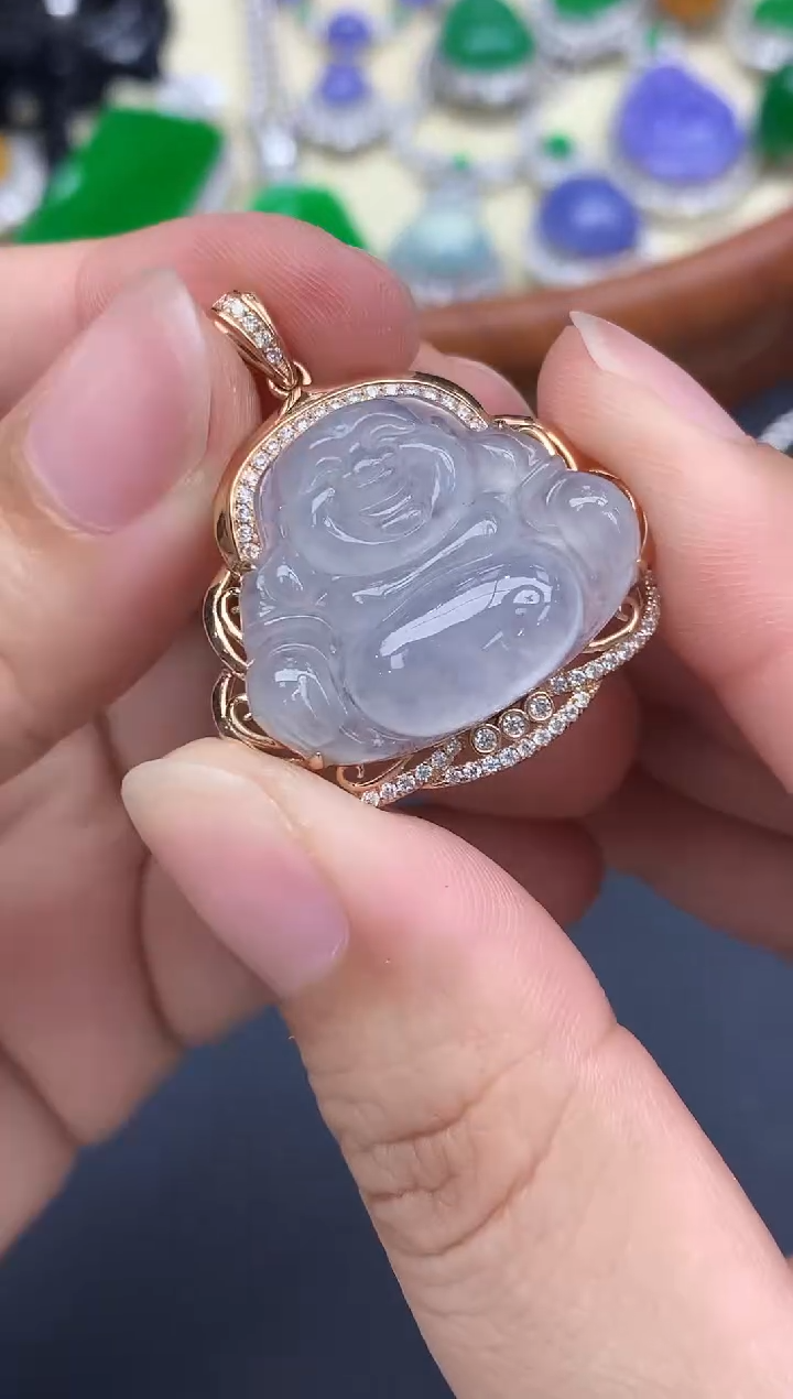 颈饰18K金镶嵌翡翠508-中国好珍宝