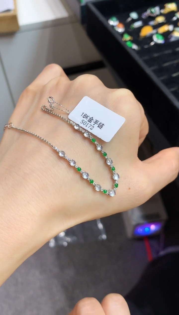 【闪购商品】翡翠手链18K金镶嵌GM0172