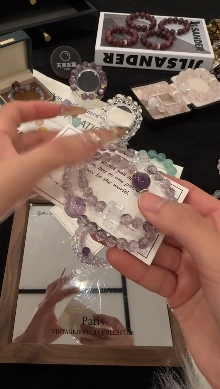 合金手链水晶紫水晶双圈x3614