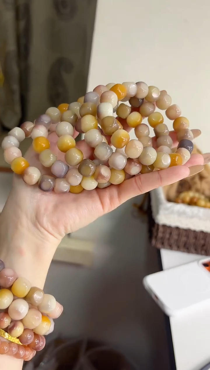 手串菩提根/象牙果沐c67紫美人玉化六方11mm手串随机