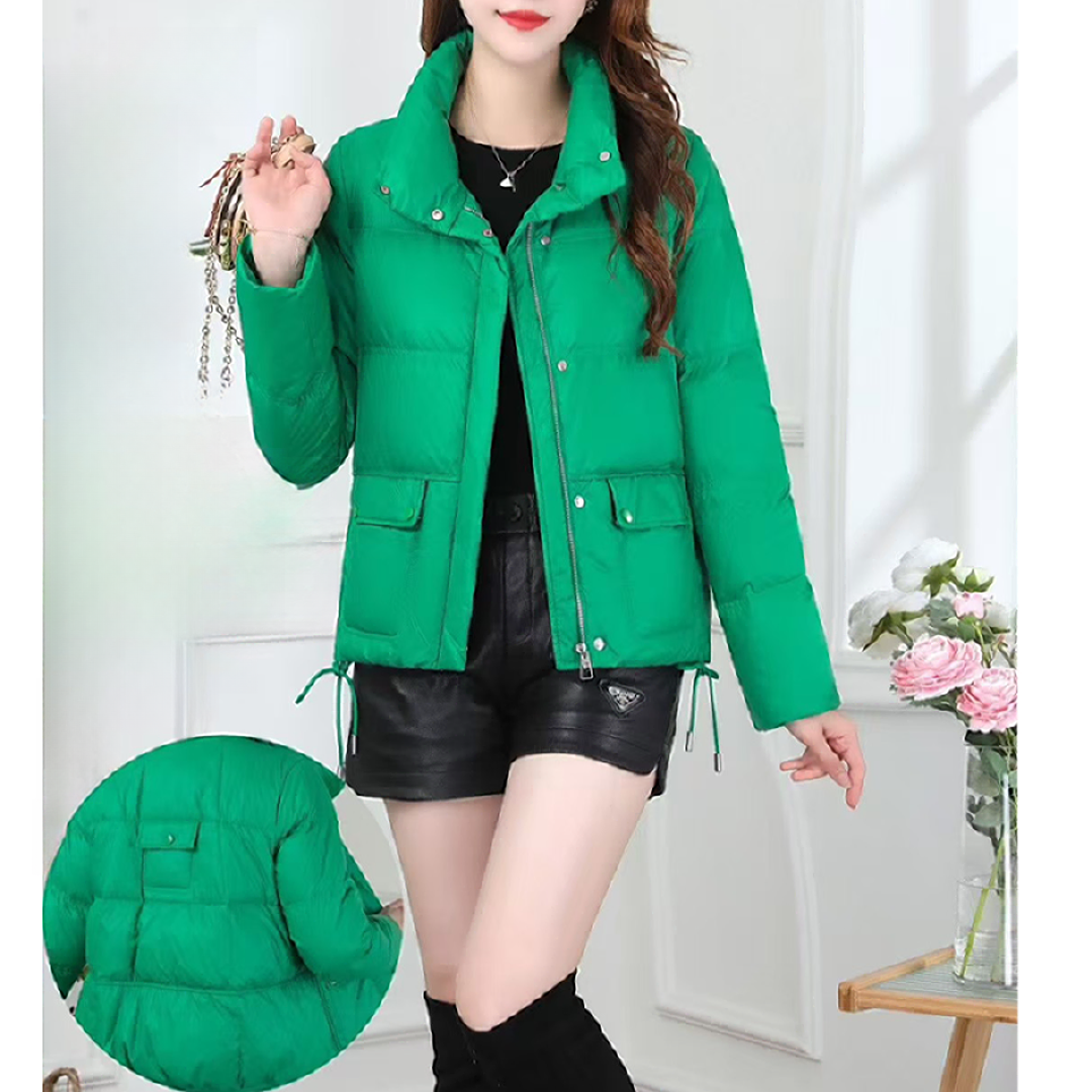 Y151 冬季时尚立领纯色简约洋气百搭羽绒服JT