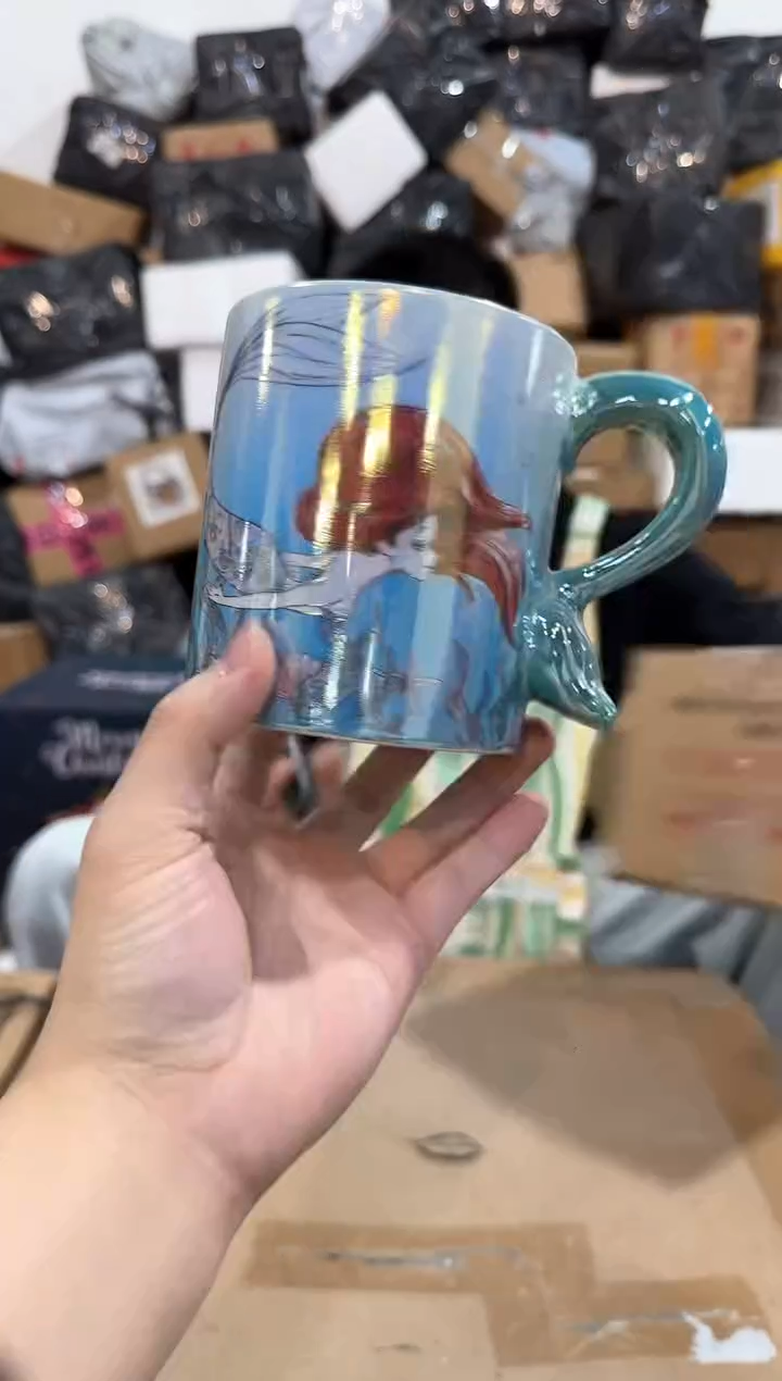 瓷片电镀美人鱼水杯