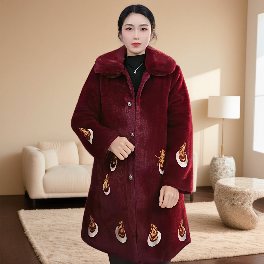 11907-中年妈妈装冬装外套中老年一体外套女冬季新款